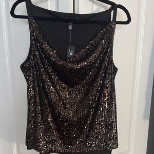 WHBM Sequin Black / Gun Metal Top